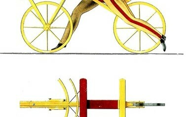 Rysunek reklamowy z 1817 roku przedstawiający &quot;maszynę biegową&quot;